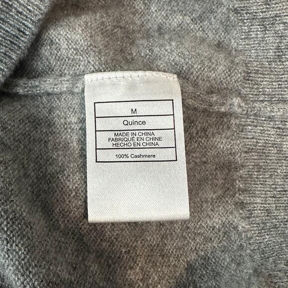 Quince Mongolian 100% Cashmere V-Neck Sweater Pullover Cozy, Heather Gray - Picture 12 of 15